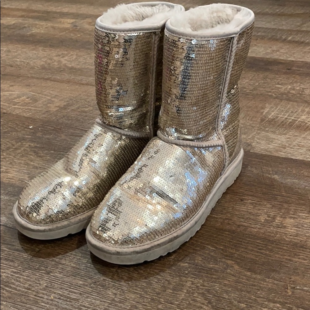 UGG BOOTS - silver sequin